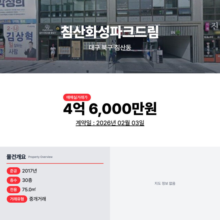 2026년 2월 대구 북구 아파트 실거래가 완벽 분석: 침산동부터 도남지구까지, 투자 기회는?